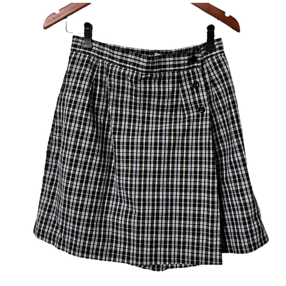 Vintage Tee Wear for Her Black Plaid High Rise Tennis Golf  Skort